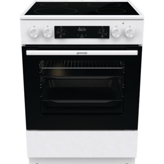 Cocina Gorenje GEC6C40WD Negra/Blanca con 4 zonas cerámicas y horno eléctrico 71L