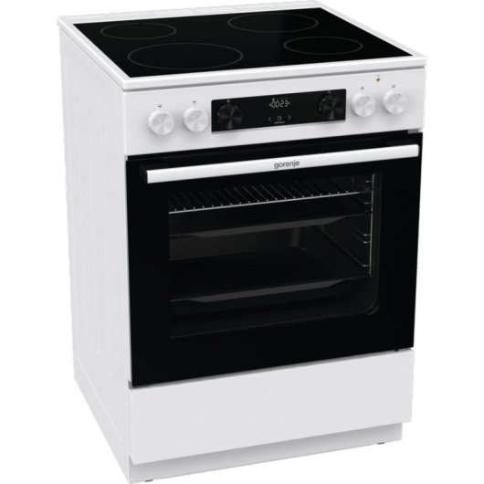 Cocina Gorenje GEC6C40WD Negra/Blanca con 4 zonas cerámicas y horno eléctrico 71L