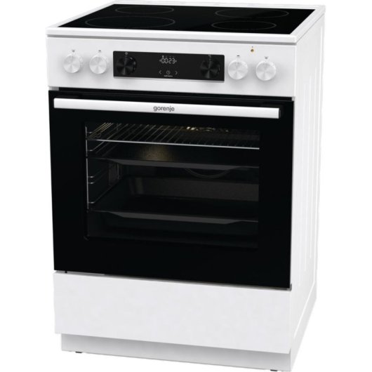 Cocina Gorenje GEC6C40WD Negra/Blanca con 4 zonas cerámicas y horno eléctrico 71L