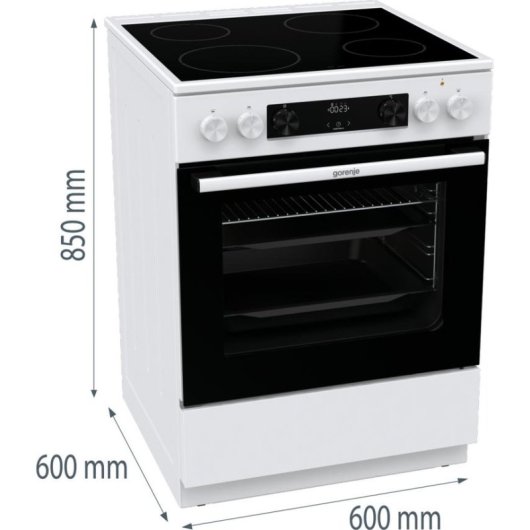 Cocina Gorenje GEC6C40WD Negra/Blanca con 4 zonas cerámicas y horno eléctrico 71L