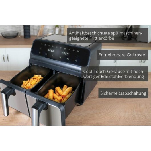 Airfryer Unold 58685 Dubbele Mand 8L 1700W 10 Programma's Timer