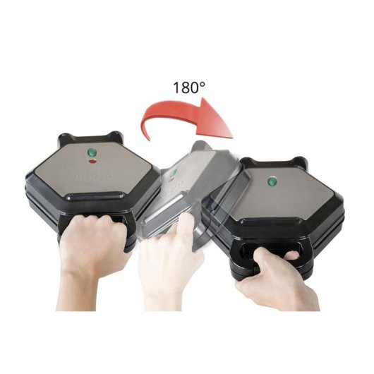 Waffeleisen Unold Bobby Hexagonal 700W Schwarz Silber Antihaftbeschichtung