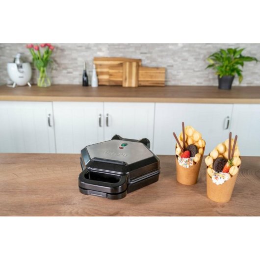 Waffeleisen Unold Bobby Hexagonal 700W Schwarz Silber Antihaftbeschichtung