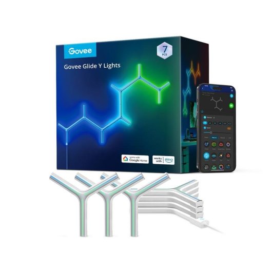 Luz de parede inteligente Govee Glide RGBIC Y Lights Wi-Fi Bluetooth 72W Branco