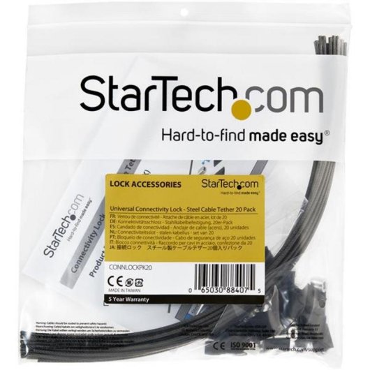 Organisateur de câbles StarTech.com Kit 20 Acier Ajustable Sécurité