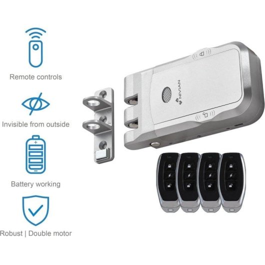Cerradura inteligente Nivian Cerrojo Invisible Electrónico RF 433 MHz Apertura con mando a distancia y botones táctiles
