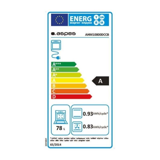 Horno Multifunción Aspes AHM10800DCCB 78L Hidrolítico con Temporizador y Pantalla Táctil