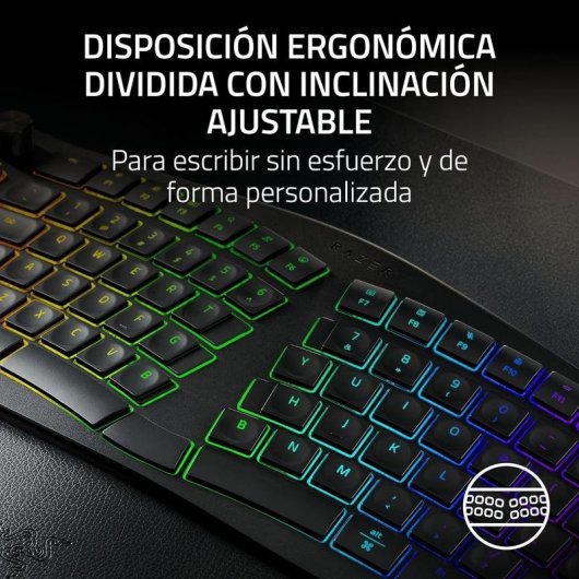 Teclado Razer Pro Type Ergo de membrana ergonómico dividido RGB macros