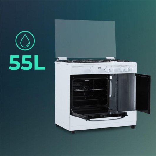 Cocina de gas Svan SKGW5901PB 90 cm blanco 5 quemadores WOK horno 55L