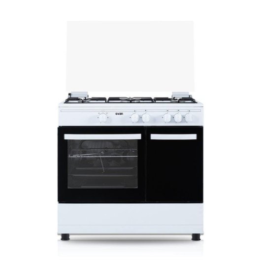 Cocina de gas Svan SKGW5901PB 90 cm blanco 5 quemadores WOK horno 55L