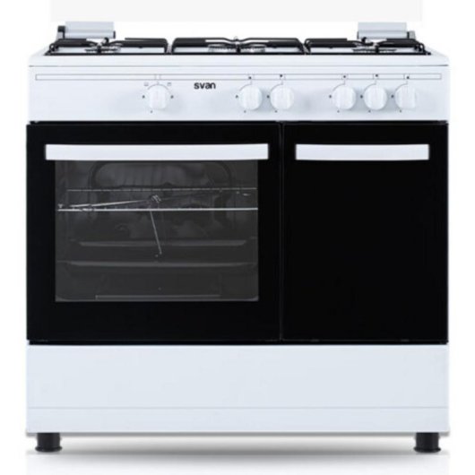 Cocina de gas Svan SKGW5901PB 90 cm blanco 5 quemadores WOK horno 55L