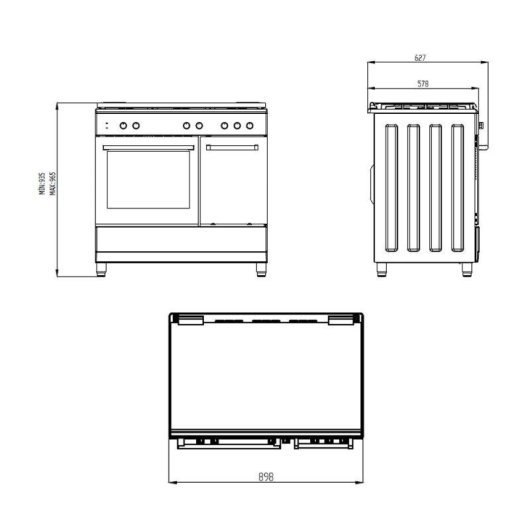 Cocina de Gas Svan SKGW5901PBX 90cm 5 Quemadores Horno 59l