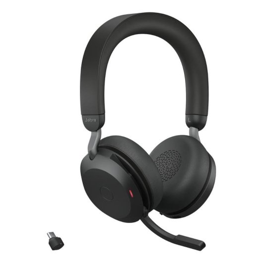 Auriculaires Jabra Evolve2 75 sans fil Bluetooth avec Réduction de Bruit, Micro et Base, Noir