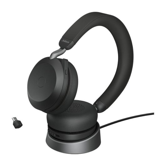 Auriculaires Jabra Evolve2 75 sans fil Bluetooth avec Réduction de Bruit, Micro et Base, Noir