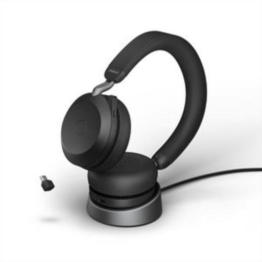 Auriculaires Jabra Evolve2 75 sans fil Bluetooth avec Réduction de Bruit, Micro et Base, Noir