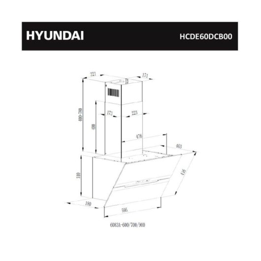 Campana extractora Hyundai HCDE60DCB00 Inverter Doble Tiro 60cm Booster