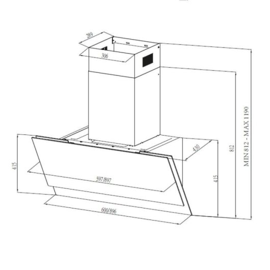Campana extractora Hyundai HCPD900AB Doble tiro 90 cm con control táctil y Booster