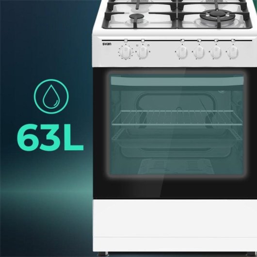 Cocina de gas Svan SKGW4602 60 cm 4 quemadores horno 63l
