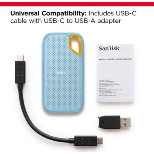 Disco Duro SanDisk Extreme V2 4TB SSD USB-C 1050MB/s IP65 Bleu
