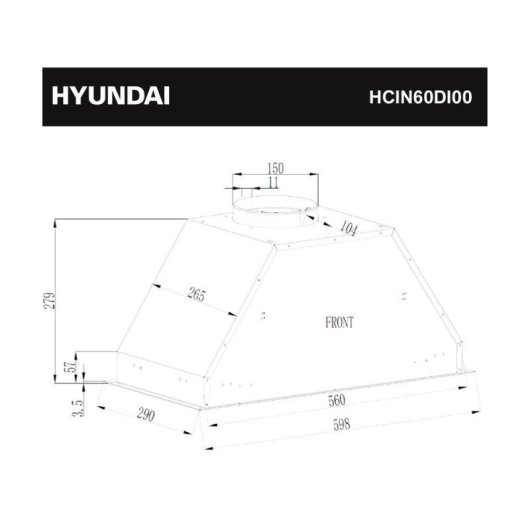 Campana extractora Hyundai HCIN60DI00 Integración Inverter 60cm con control táctil