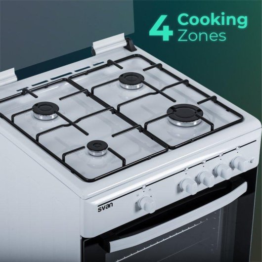 Cocina de gas Svan SKG4601 ancho 60 cm blanca 4 quemadores horno 59L