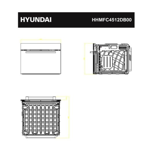 Horno Multifunción Hyundai HHMFC4512DB00 Manual 50L 60cm Doble Grill Negro