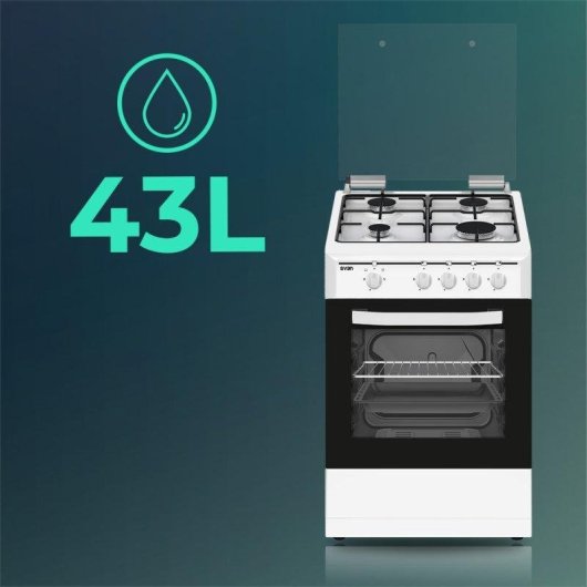Cocina de gas Svan SKG4501X 50 cm 4 quemadores horno 43l