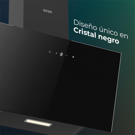 Campana extractora Svan SCPD601AN Doble tiro 60 cm cristal negro táctil