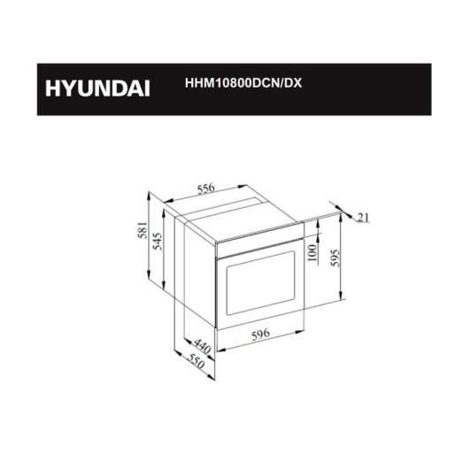Horno Multifunción Hyundai HHM10800DX Hidrolítico 80L 60cm Turbo Inox