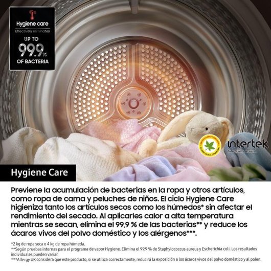 Secadora bomba de calor Samsung DV90DG52A0ABEC 9 kg Clase C Wi-Fi y AI