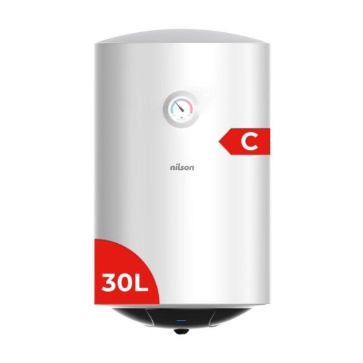 Termo eléctrico Nilson 30L 1500W vertical blanco manual con válvula seguridad