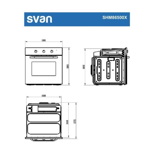 Horno Multifunción Svan SHM86500X Hidrolítico 65L 60cm Doble Grill Inox