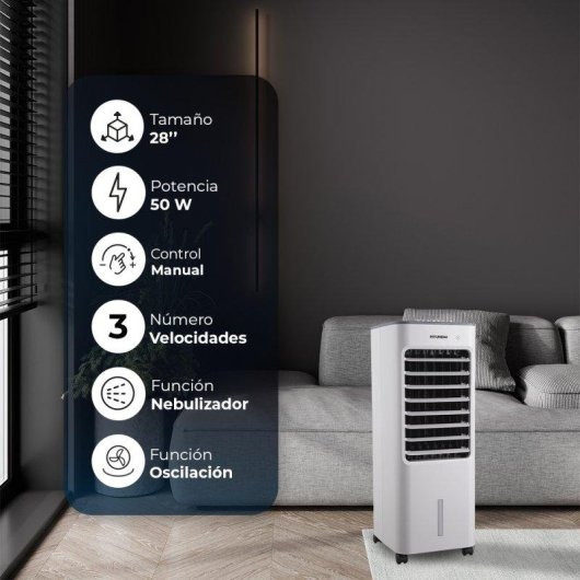 Ventilador Climatizador Hyundai HVC502800 28" 3 Velocidades Nebulizador Oscilación