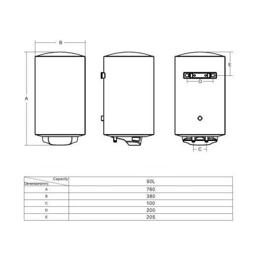 Termo eléctrico Nilson 50L 1500W vertical blanco táctil LED