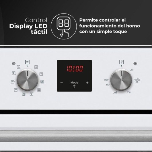 Horno Multifunción Aspes AHM10700DCB Hidrolítico 69L 60cm Doble Grill Cristal Blanco