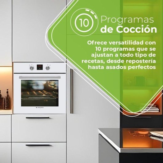 Horno Multifunción Aspes AHM10700DCB Hidrolítico 69L 60cm Doble Grill Cristal Blanco