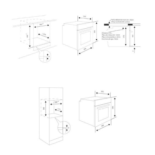 Horno Multifunción Aspes AHM10700DCB Hidrolítico 69L 60cm Doble Grill Cristal Blanco