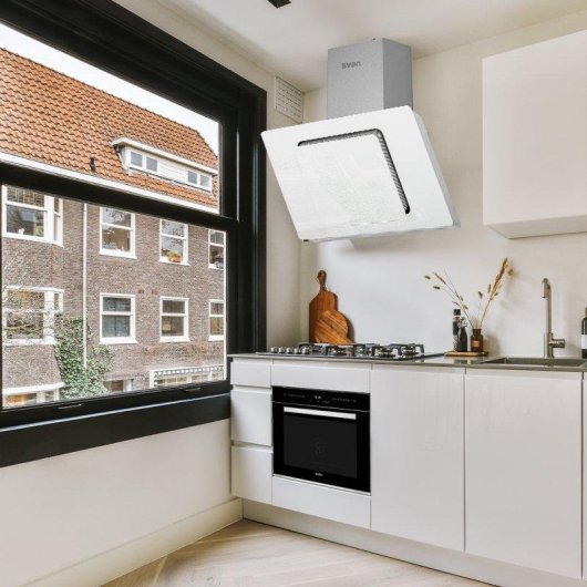 Campana extractora Svan SVCC8080B Doble tiro 80cm cristal blanco táctil