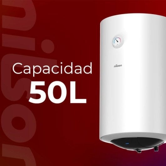 Termo eléctrico Nilson 50L 1500W vertical blanco manual con kit completo