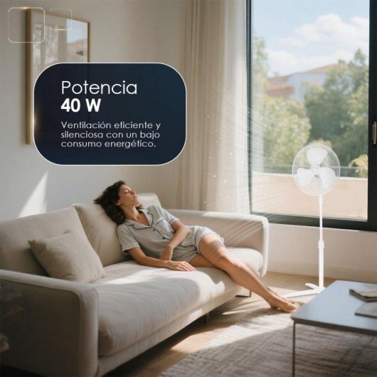 Ventilador de pie Hyundai HVP401400O 14" 40W 3 velocidades oscilación blanco