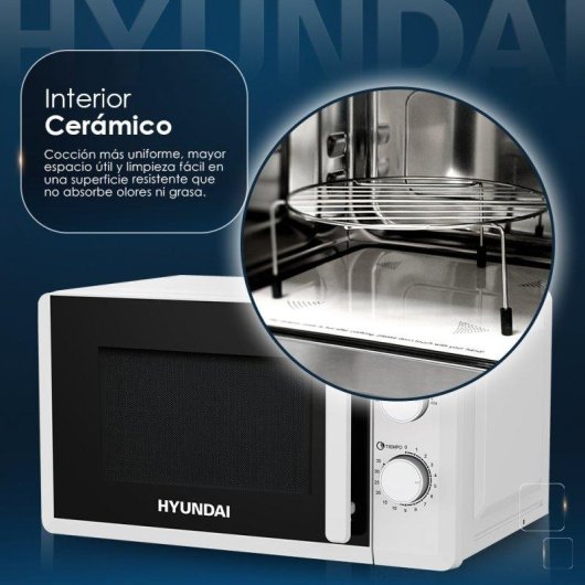Microondas Hyundai HMC207W00 20 Litros 700 W Manual Base Cerámica Blanco