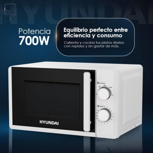 Microondas Hyundai HMC207W00 20 Litros 700 W Manual Base Cerámica Blanco