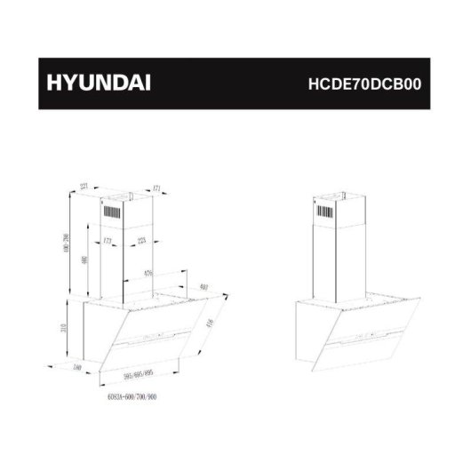 Campana extractora Hyundai HCDE70DCB00 Doble tiro 70 cm Booster táctil