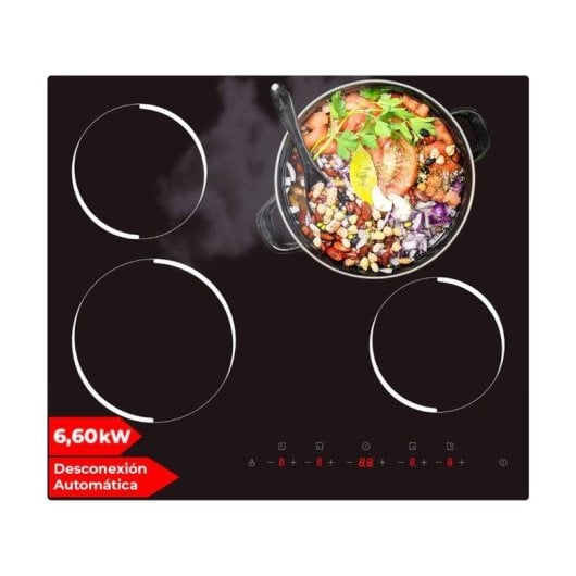 Placa Vitrocemámica Nilson NV4600 4 Zonas 60 cm Cristal Negro Táctil