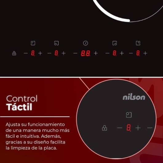 Placa Vitrocemámica Nilson NV4600 4 Zonas 60 cm Cristal Negro Táctil