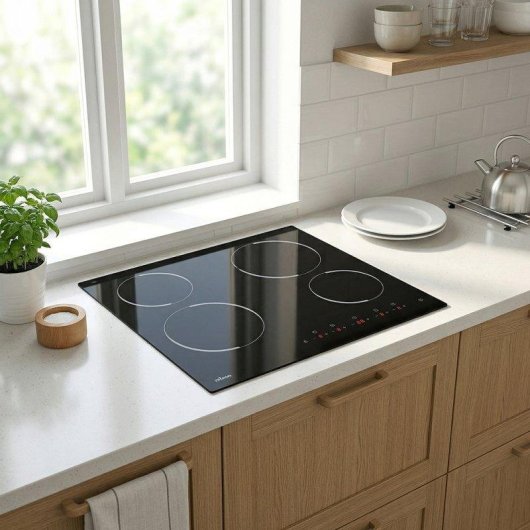 Placa Vitrocemámica Nilson NV4600 4 Zonas 60 cm Cristal Negro Táctil