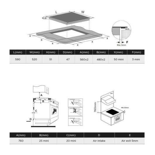 Placa Vitrocemámica Nilson NV4600 4 Zonas 60 cm Cristal Negro Táctil