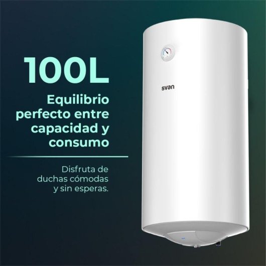 Termo eléctrico Svan 100L 1500W vertical blanco manual con válvula seguridad