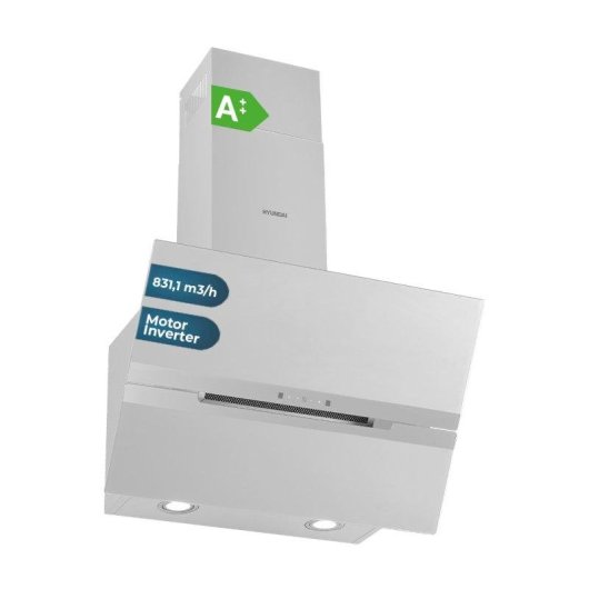 Campana extractora Hyundai HCDE90DCW00 Doble tiro 90 cm Booster cristal blanco