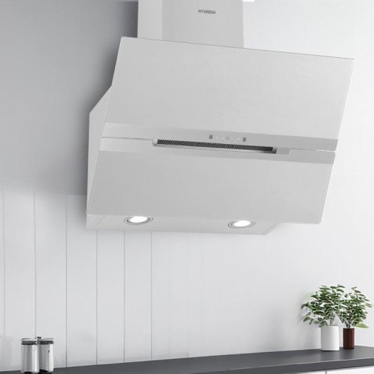 Campana extractora Hyundai HCDE90DCW00 Doble tiro 90 cm Booster cristal blanco